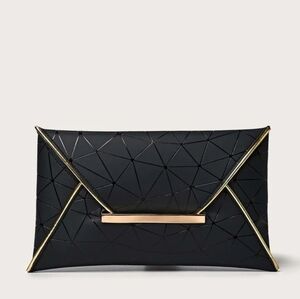 NEW! Geometric Black Clutch Bag